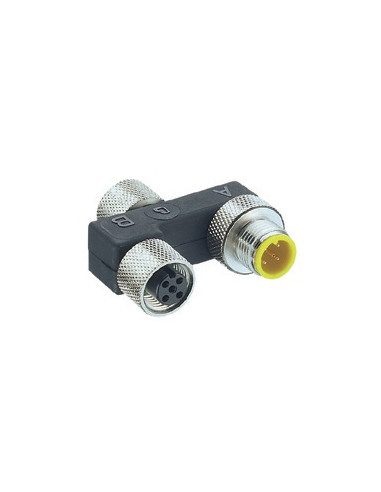 0906 UTP 101,Conector T M12 hembra con M12 Macho y Hembra CANopen