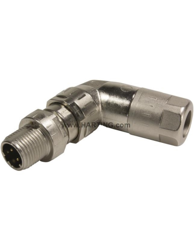 Conector Acodado Macho M12 8 polos Codificación X